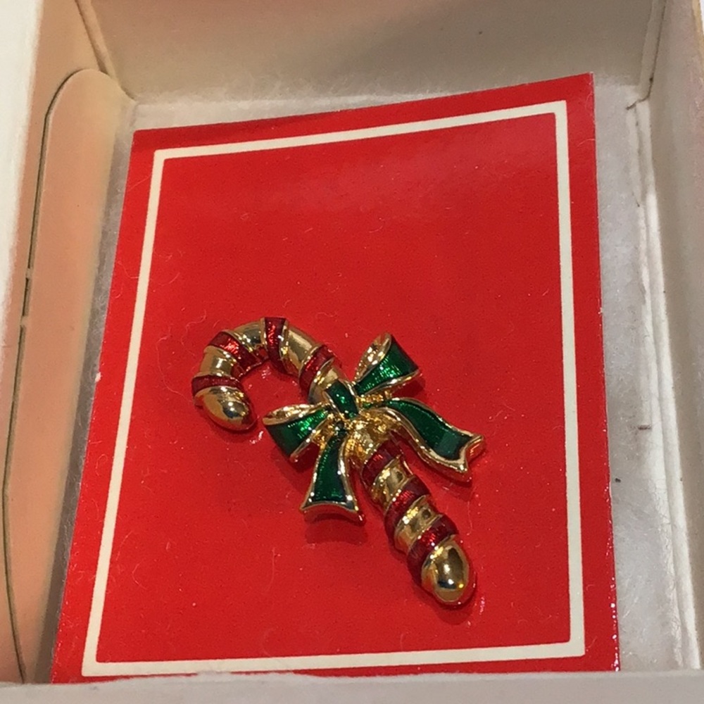 NIB 1986 Candy Cane Brooch pin perfect!